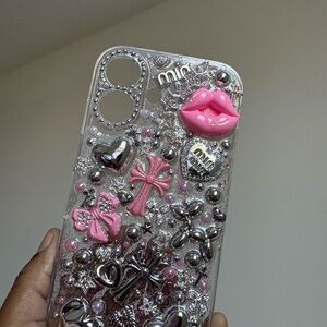 Decorative Pink and Silver Phone Case